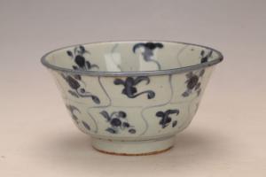 000300“贞合”款青花灵芝纹撇口碗