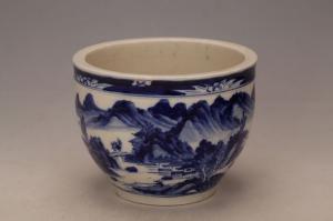 000839青花山水纹水钵“荣利”款