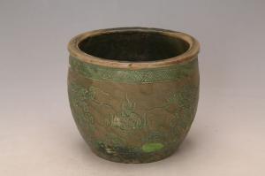 001044绿釉龙纹钵