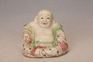 001332大窑五彩弥勒佛坐像“锦华发”款