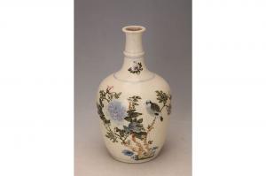 001065大窑五彩花鸟纹天球瓶