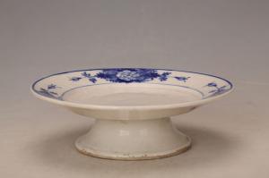 001351蓝彩花卉纹高足盘