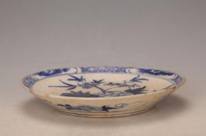 001091大窑蓝彩花卉纹盘