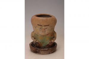 001370绿釉塑童子像花钵