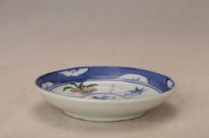 001138青花红绿彩福寿字盘