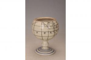 001143大窑五彩地图纹高足罐