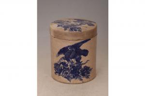 001145“茂发出品”款青花印花鸟纹盖罐