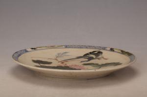 001147大窑五彩花鸟纹大盘“章炳利造”款