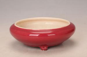 001505红釉三足笔洗