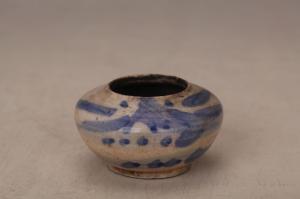 001510蓝彩山水纹笔洗