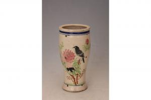 001412“长命富贵”五彩花鸟纹筷子筒