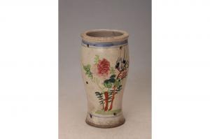 001415“百子千孙”五彩花鸟纹筷子筒