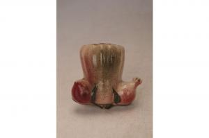 001435五彩石榴桃壁瓶