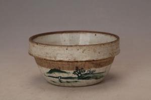 001589绿彩山水纹钵