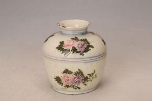 001596大窑五彩花卉图案纹盖钵“合顺”款