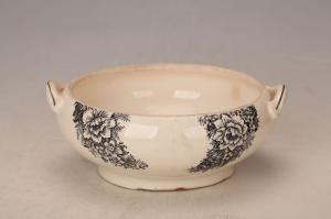 001597白釉印花花卉图案纹钵