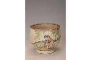 001602大窑五彩双美读曲人物纹钵