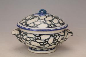 001631五彩石纹双系盖钵