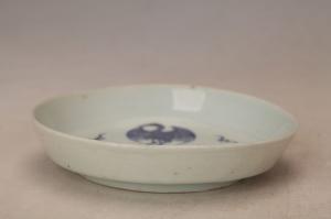 001202青花团鹤纹茶盘“和合”款