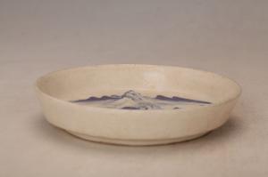 001215蓝彩山水纹盘