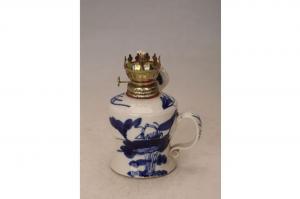 001266蓝彩莲池纹煤油灯