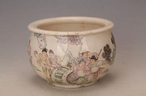 001276五彩人物纹滤饭钵