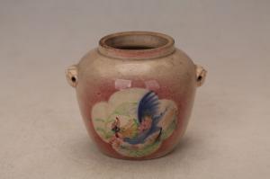 001294彩公鸡纹双系酱罐