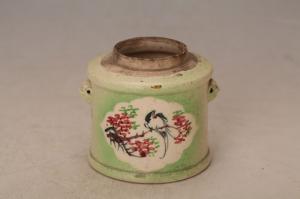 001298彩花鸟纹铺首酱罐