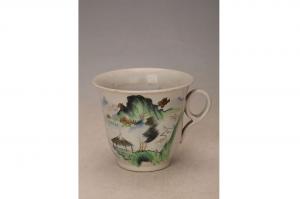 001260五彩山水纹耳杯“陆耀兴栈”款