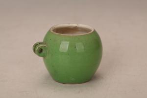 001687绿釉鼓腹鸟食碟