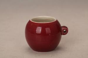 001689红釉鸟食碟