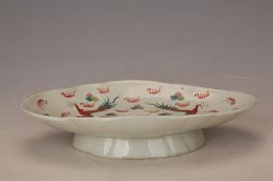 001723五彩描金双龙纹菱形盘