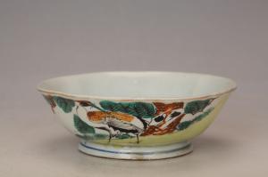 001786五彩松鹤纹碗
