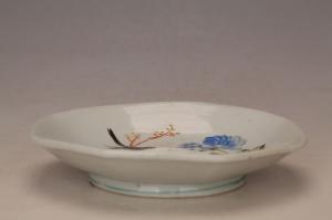 001789“陶成玉造”款釉上彩花鸟纹花口盘