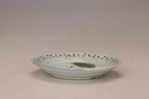 001790红绿彩花鸟纹盘