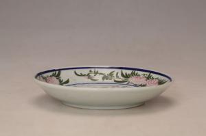 001791红绿彩花卉纹盘“双和”款