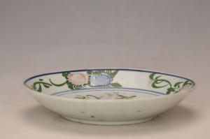 001792红绿彩花卉图案纹盘