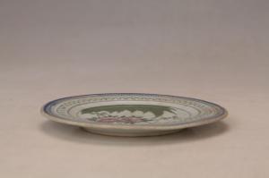 001816青花红绿彩花卉纹盘