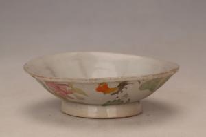 001852釉上彩公鸡纹花口碗