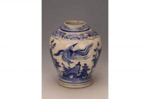 001860青花牡凤纹四系将军罐“永和”款