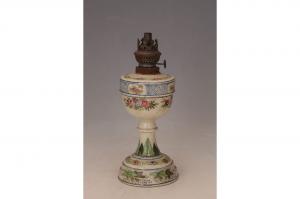 001871大窑五彩花卉图案纹煤油灯“长胜”款