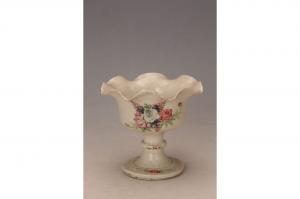 001886大窑五彩花卉图案纹荷口高足碗“成合”款