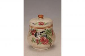 001895大窑五彩花鸟纹凸腹小盖罐