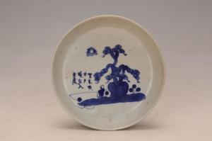 001973“和合”款青花独钓图盘