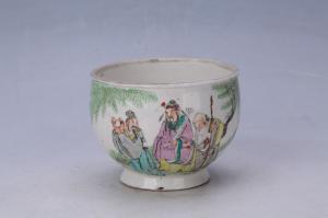 002159“荣利制”款“福禄寿考”釉上彩福禄寿纹钵