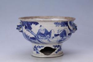 002238蓝彩人物纹火锅炉