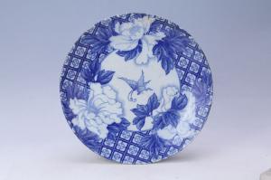 002263大窑蓝彩花蝶纹盘
