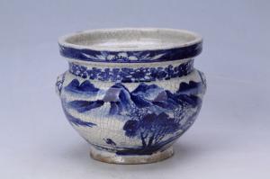 002265蓝彩山水纹双系炉