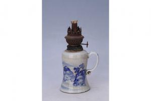 002705蓝彩山水纹煤油灯