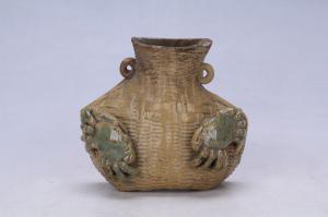 002736彩塑蟹篓壁瓶